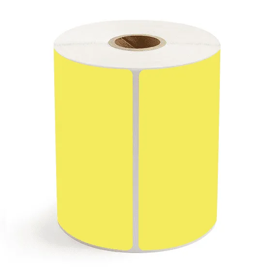 4" x 6" Yellow - Direct Thermal Labels - 1" Core