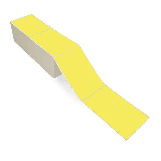 4" x 6" Yellow - Direct Thermal Labels - Fanfold