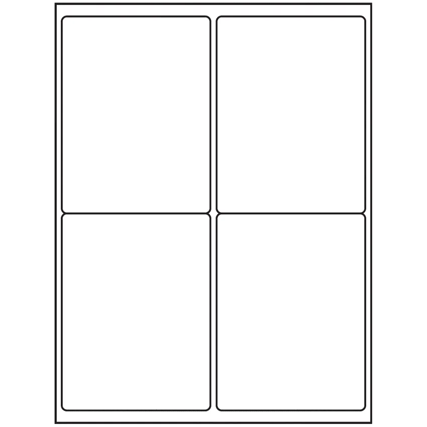 4" x 5" White Rectangular Sheet Labels (4-UP)