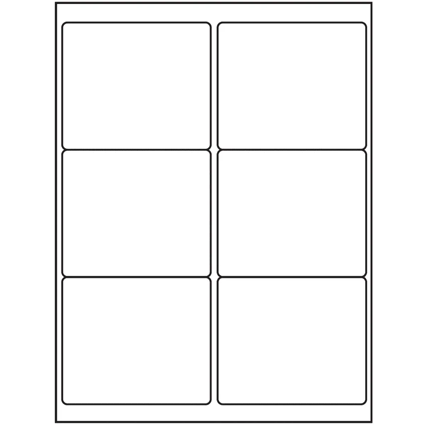 4" x 3.33" White Rectangular Sheet Labels (6-UP)
