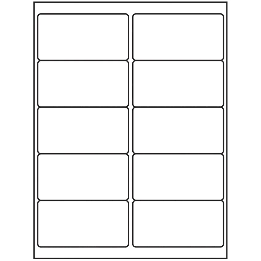4" x 2" White Rectangular Sheet Labels (10-UP)