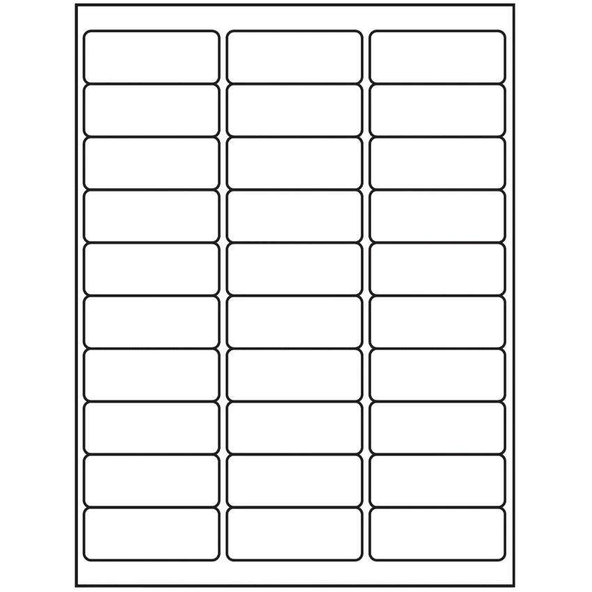2.625" x 1" White Rectangular Sheet Labels (30-UP)