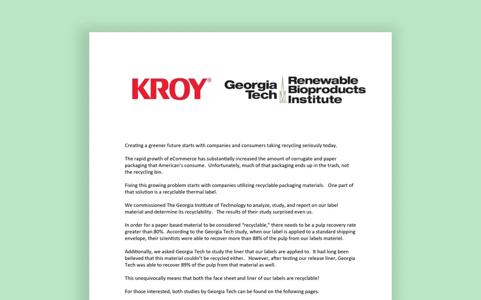 Georgia Tech recyclability certification document