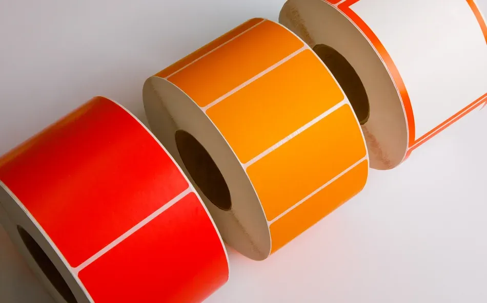 3 different sheets rolls of colored labels