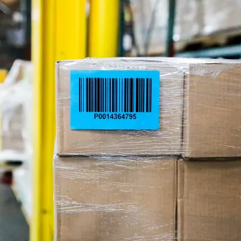 Automated conveyor belt system transporting cardboard shipping boxes through warehouse