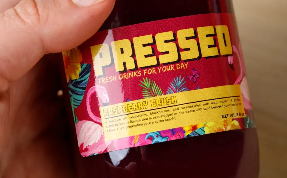 labels with different finishes side by side