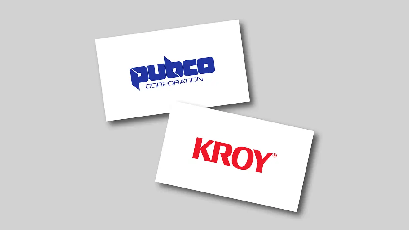 two cards, one with the pubco logo, one with the kroy logo