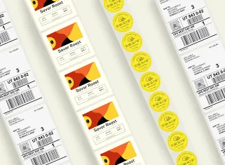 several sheets of labels in different sizes