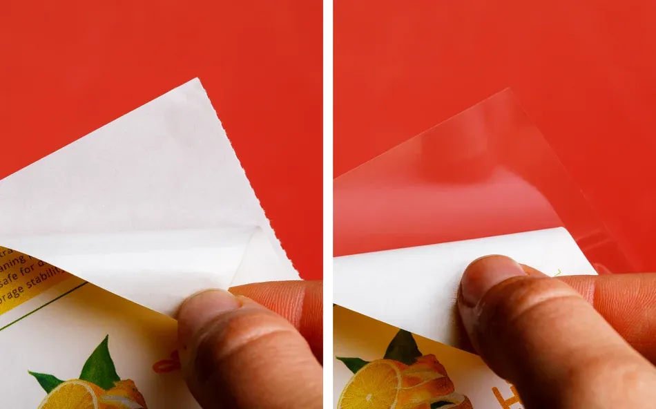 label rolls showing different liner materials