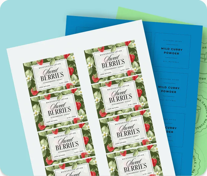 3 sheets of labels made of different materials each