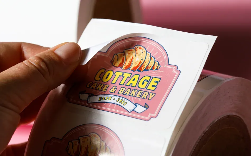 a hand unrolling a roll of paper inkjet labels