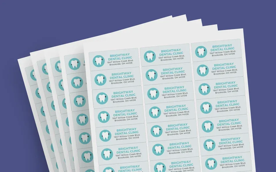 Sheets of Epson branded labels with teal design elements