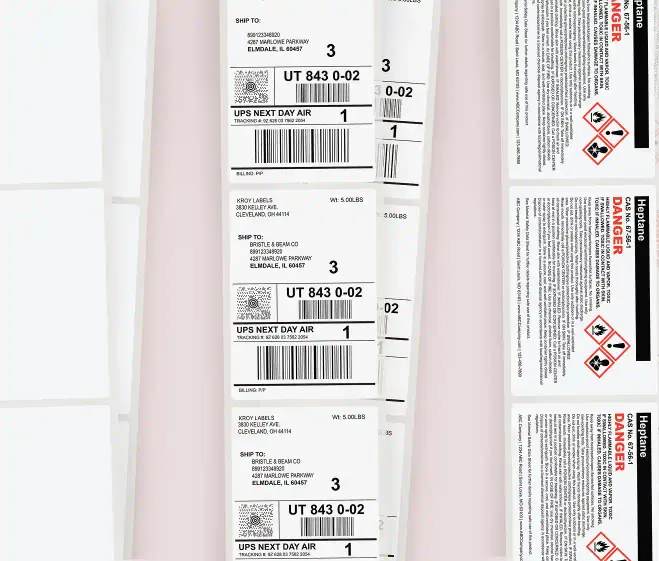 3 different sheets of 4x6 labels in different sizes