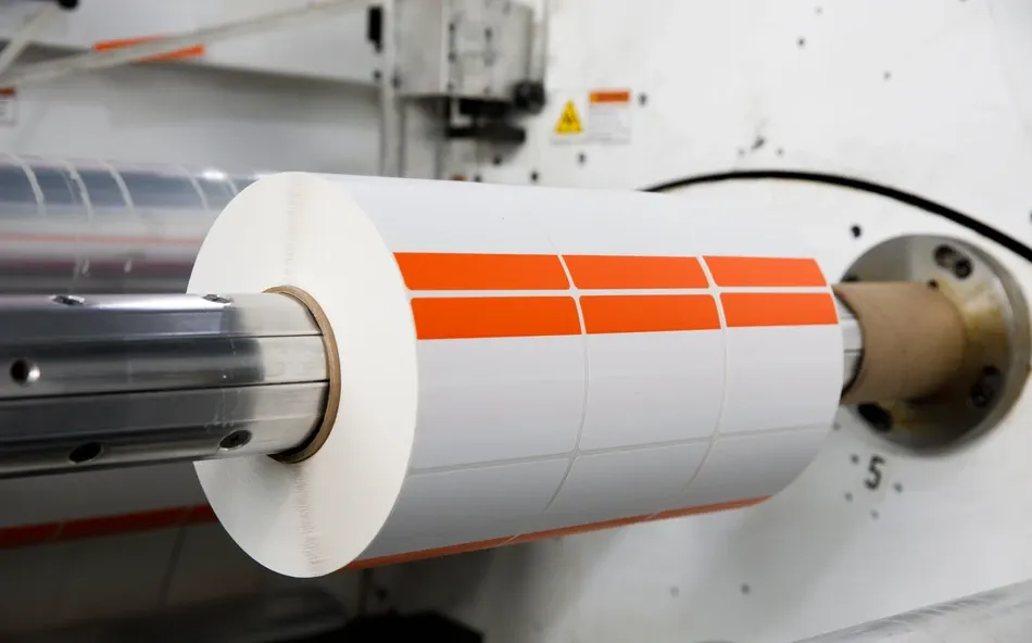 Finished label rolls packaged for delivery