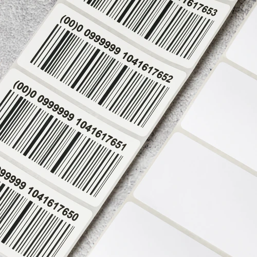 stacked shipping barcode labels displaying logistics tracking codes